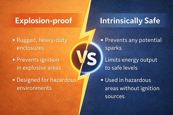 explosion-proof vs intrinsically safe comparison