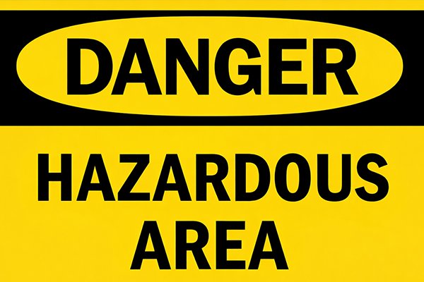 Hazardous area map and labels